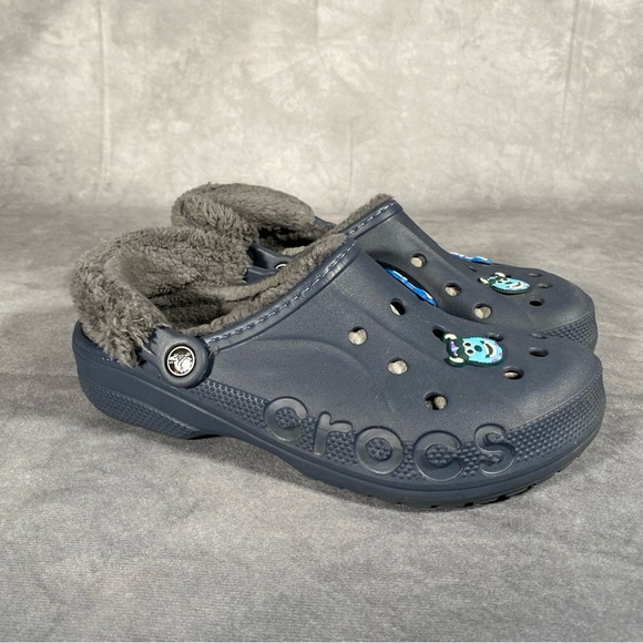 CROCS Clog Shoes Unisex Blue Mens 9 Womens 11 Fleece Lined Back Strap - Picture 3 of 11